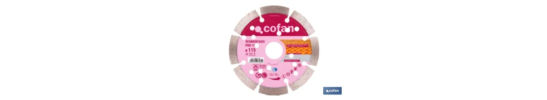 Disco de corte segmentado ventilado | Para ladrillo y hormigón | Corte en seco | Disponible en diferentes medidas