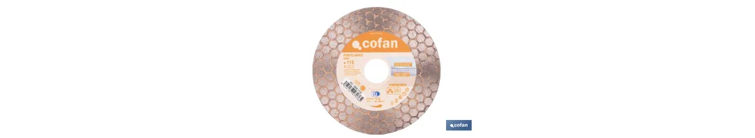Disco porcelánico para corte, lijado y desbaste | Corte en seco de cerámica, porcelánico y gres | Disponible en diferentes medi