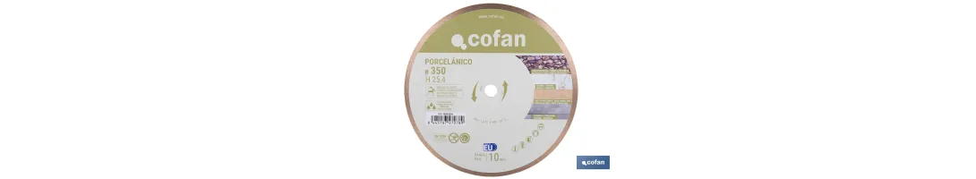 Disco porcelánico para máquinas de mesa Ø350 mm | Corte húmedo en cerámica, gres porcelánico y mármol