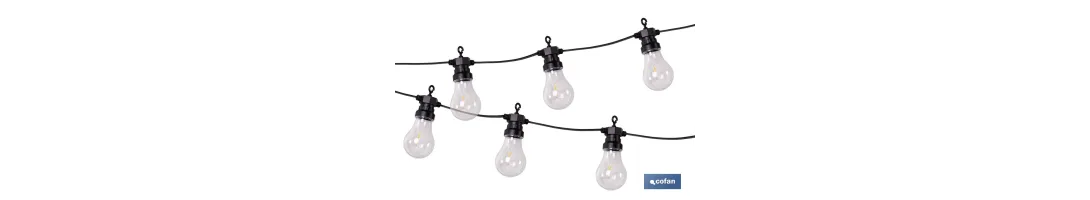 Guirnalda de bombillas LED solares | 10 bombillas A19 con panel solar | Luz cálida 2700 K, batería 120 mAh