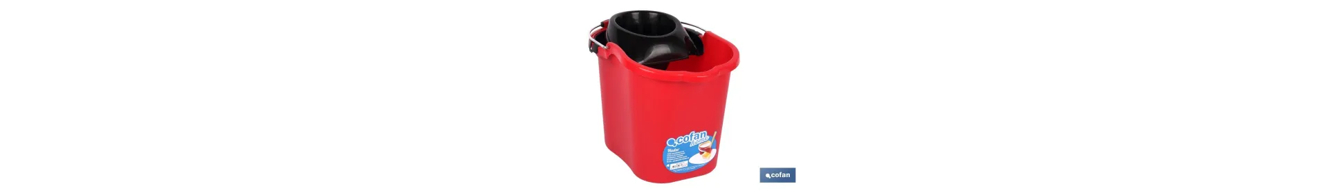 Cubo + escurridor en rojo | Capacidad 16 litros | Con asa metálica y escurridor especial