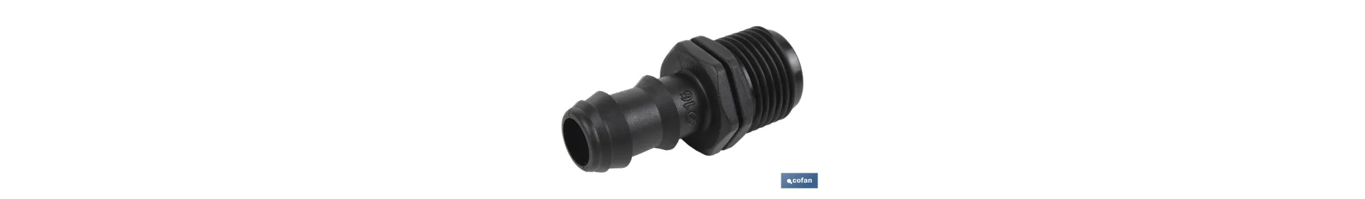 Conector de enlace mixto para riego por goteo o aspersión. Rosca de 1/2” o 3/4” | Imprescindible para instalación de riego por 