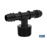 Conector T con doble empalme y rosca 3/4\\\"\\\" | Accesorio de riego imprescindible para cualquier instalación de riego por go