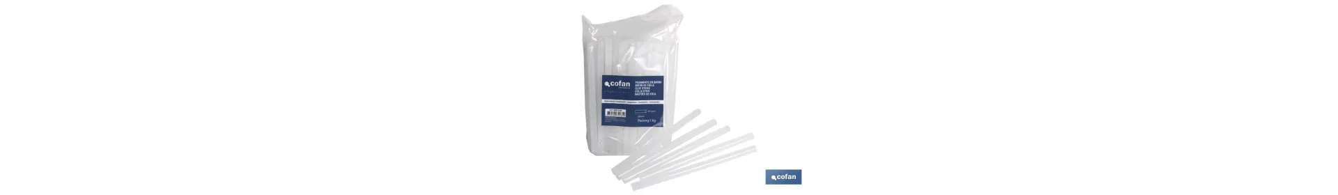 Cola termofusible en barras de Ø 12 y 200 mm de longitud | Color transparente en envases de 1 kilo | Barras de silicona calient