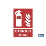Extintor CO2. El diseño de la señal puede variar, pero en ningún caso se variará el significado de la misma.