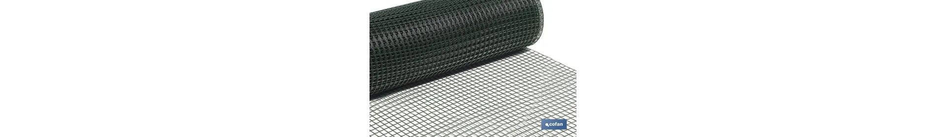 Malla de PVC | Hueco cuadrado de 20 mm | Color verde | Medida 1 x 25 m