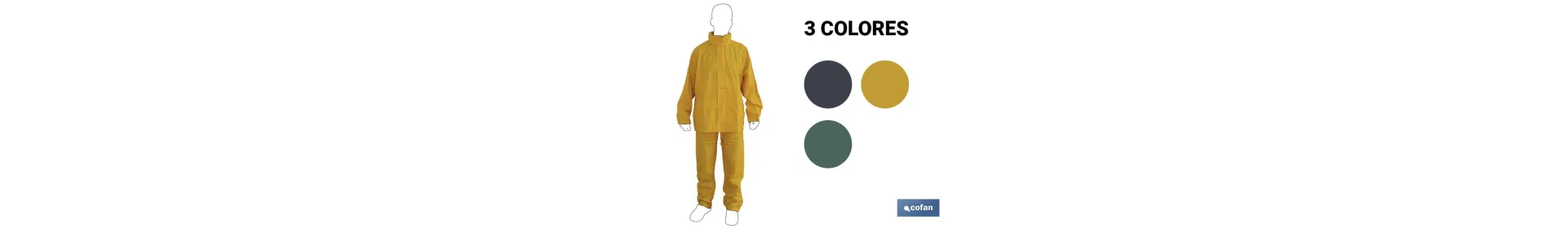 Traje de Agua | Fabricado en PVC y Poliuretano | Varios Colores | Con dos Bolsillos y Capucha oculta en el Cuello