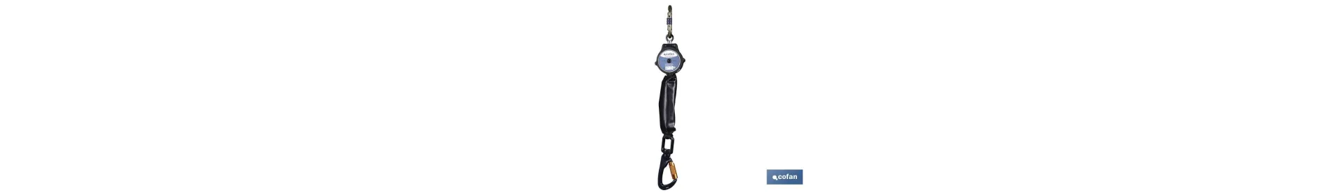 Anticaídas Retráctil con Absorbedor de Energía | Cable 2 m | Aguanta 140 kg Máximo en Uso Vertical y Horizontal