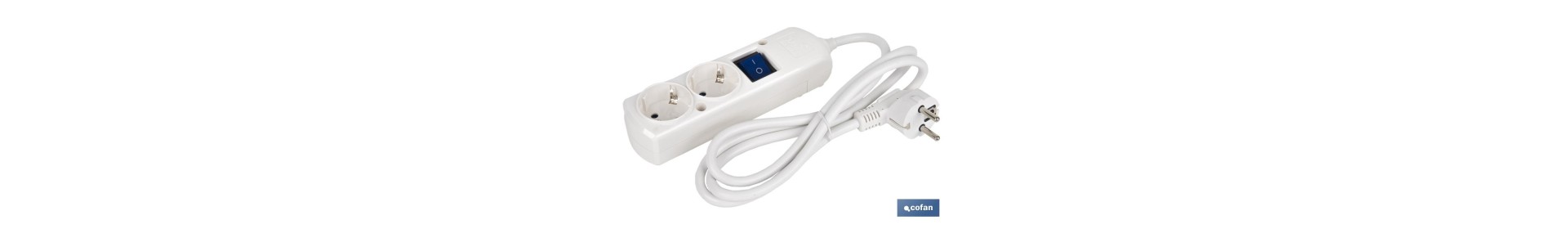 Base múltiple de dos tomas | Incluye conmutador luminoso de encendido | Cable de 1,5 metros de longitud