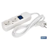Base múltiple de dos tomas | Incluye conmutador luminoso de encendido | Cable de 1,5 metros de longitud