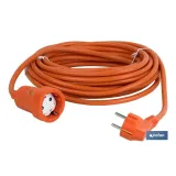 Prolongador de cable bipolar IP 44 | Con toma de tierra lateral | Cable de 10 y 25 metros color naranja