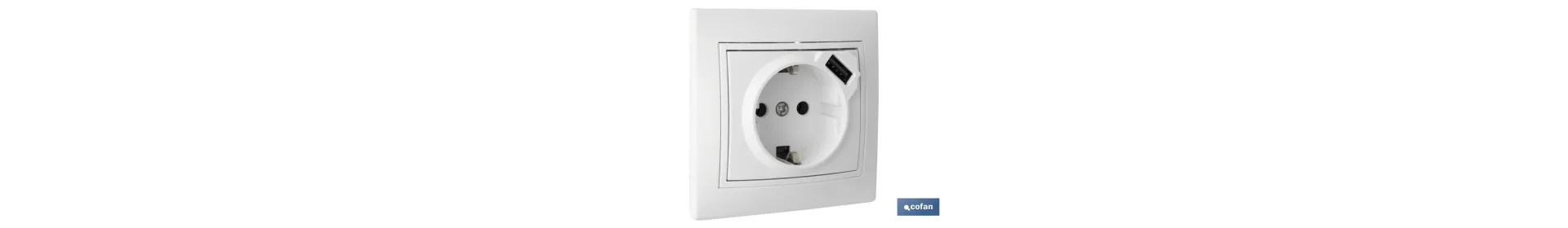 Base de enchufe bipolar | Modelo Pacific | Monobloc con obturador | Incluye una entrada de puerto USB