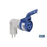 Adaptador bipolar de conversión | Grado de protección IP 44 | Clavija Schuko 2 P + T | 16 A