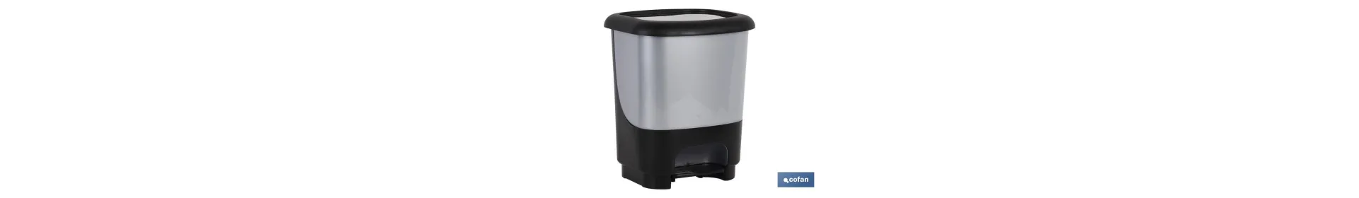 Cubo de basura con pedal Class rígido y resistente | Con capacidad para 10 litros | Color gris y negro