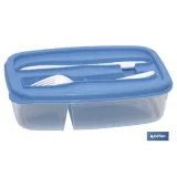 Fiambrera rectangular con cubiertos | Capacidad para 1,5 litros | Disponible en varios colores