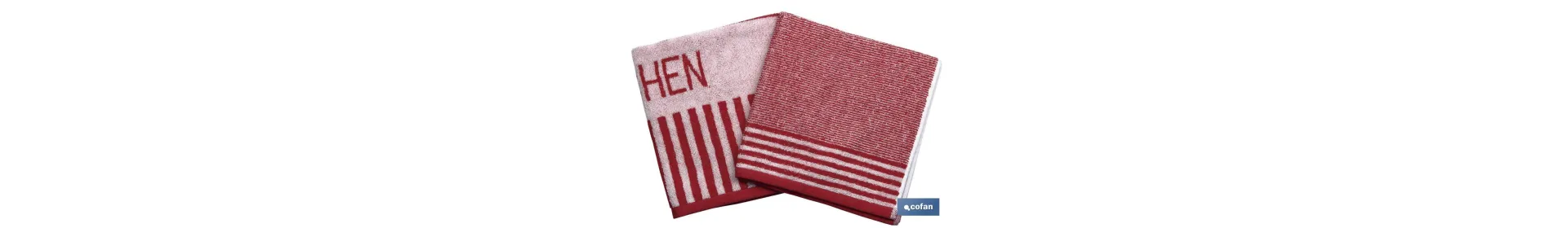 Pack de 2 paños de cocina | Medida 50 x 50 cm | Color rojo y blanco | Modelo Cabernet