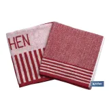 Pack de 2 paños de cocina | Medida 50 x 50 cm | Color rojo y blanco | Modelo Cabernet