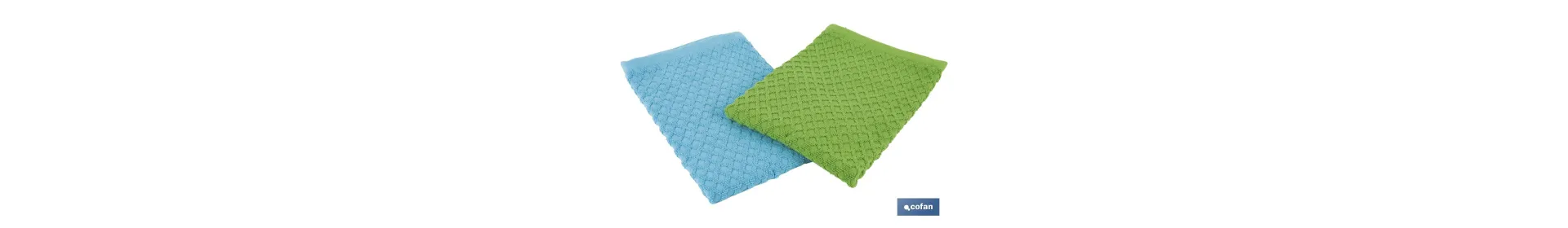 Pack de 2 paños de cocina | Medida 50 x 50 cm | Color verde y azul | Modelo Merlot