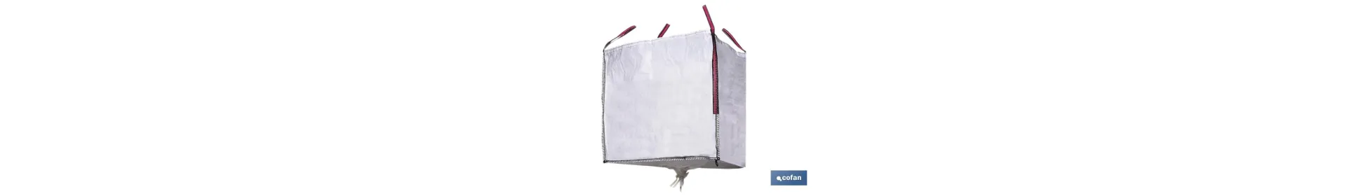 Big Bag | Para escombros | Color blanco | Medidas 90 x 90 x 90 cm | Con válvula de descarga