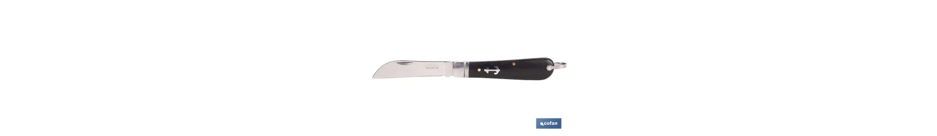 Navaja marinera | Medida de 8 cm de hoja | Pico de Loro | Hoja de Acero Inox | Mango de Polioximetileno | Color Negro