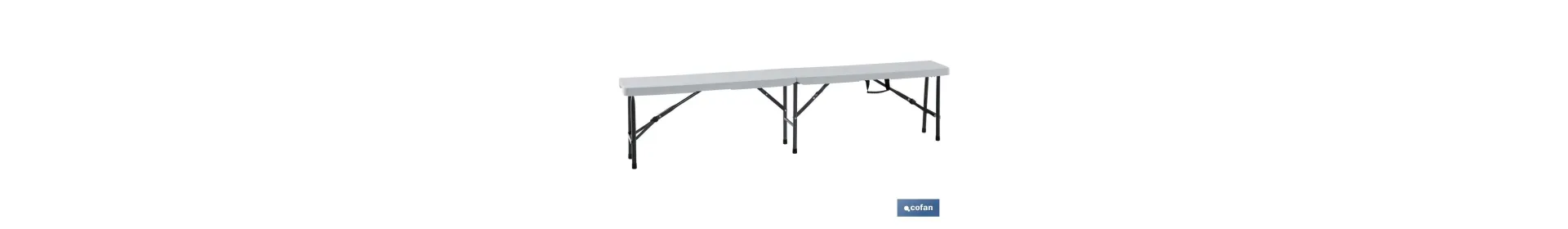Banco Plegable de Polietileno de alta densidad | Estructura de acero con sistema Plegable | Con Asa para transportar
