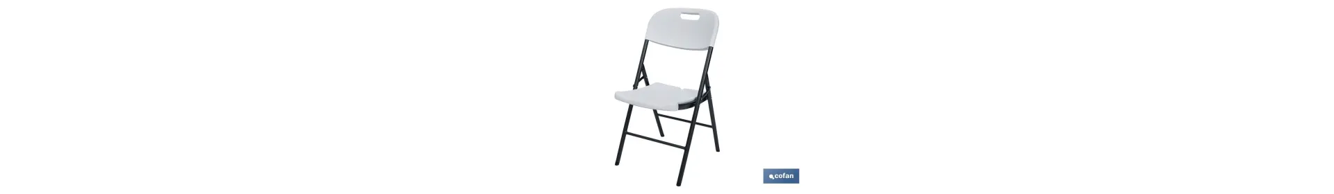 Silla plegable de color blanco | Adecuada para interiores y exteriores | Medidas: 46 x 53 x 86 cm