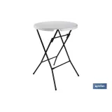 Mesa alta plegable redonda de color blanco | Adecuada para interior y exterior | Medidas: Ø 80 x 110 cm