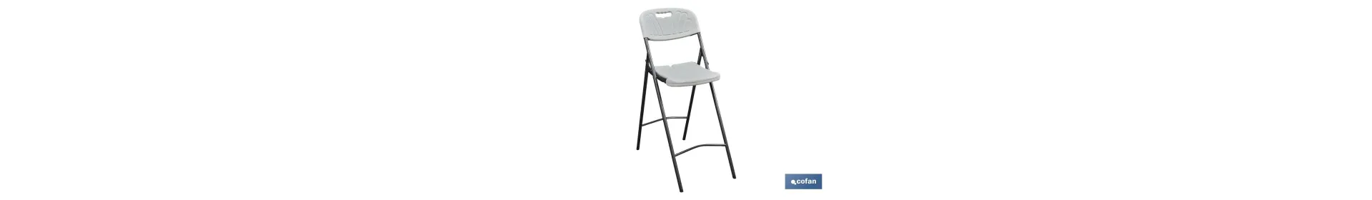 Silla alta plegable de color blanco | Adecuada para interior y exterior | Medidas: 77 x 44 x 109 cm