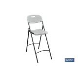 Silla alta plegable de color blanco | Adecuada para interior y exterior | Medidas: 77 x 44 x 109 cm