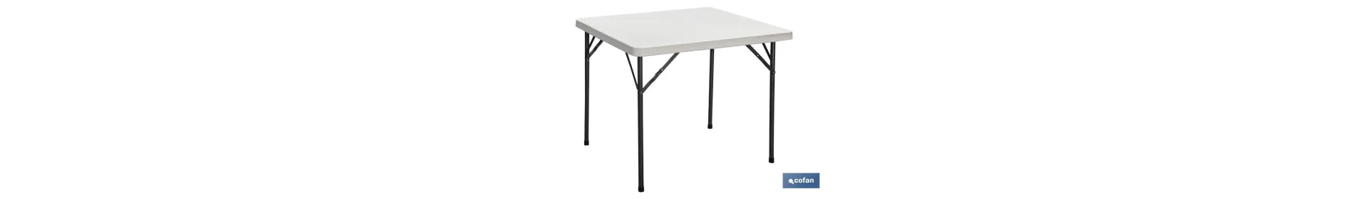 Mesa de catering plegable cuadrada portátil | Color blanco de 88 cm de lado | Mesa Multiusos