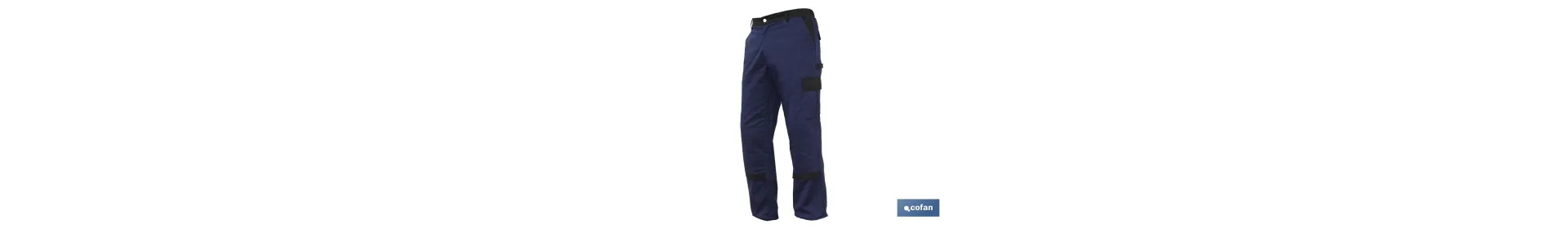 Pantalón de Trabajo | Flex | Modelo Jano | Slim Fit | Composición 97,76% Algodón y 2,24% Elastano | Color Azul Marino/Negro