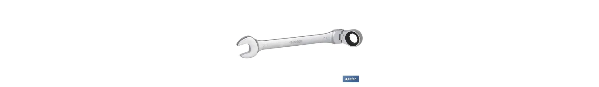 Llave combinada articulada en 180° de carraca | Fabricada en acero al cromo vanadio | Medidas de la llave: 24 mm