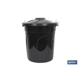 Cubo de basura con tapa en color Negro con capacidad de 51 litros | Con asas de cierre metálicas incorporadas