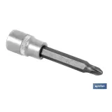 Llave de vaso de 1/2 | Fabricada en acero al cromo vanadio de alta calidad | Con punta larga Pozidriv 3
