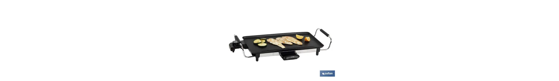 Plancha Asadora Eléctrica | Placa de aluminio antiadherente | Potencia de 2000 W | Medidas: 45 x 25 x 7 cm