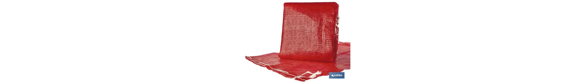 Pack 10 sacos | Color rojo y naranja | De polymesh | Con pasador | Medidas 55 x 83 cm
