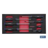 Módulo de espuma con herramientas  | Para 1/3 cajón del carro de herramientas cofan |Destornilladores Phillips 7 piezas