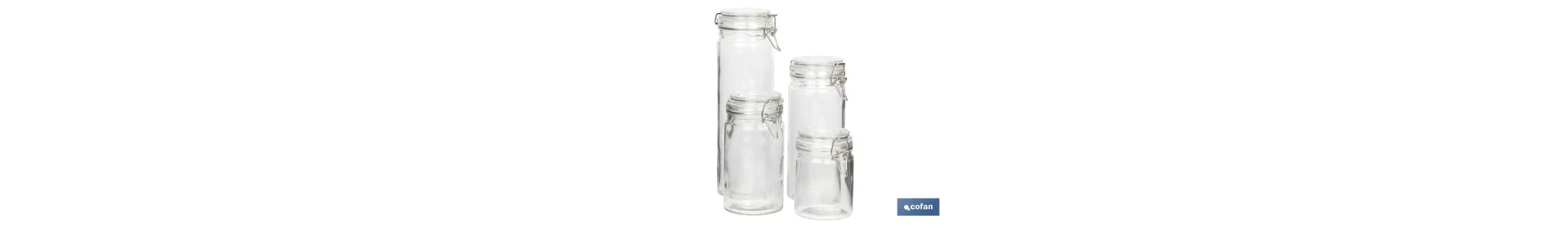Set de 4 Frascos de Vidrio | Para Almacenamiento | Capacidad de 750 - 1150 - 1500 - 2100 ml