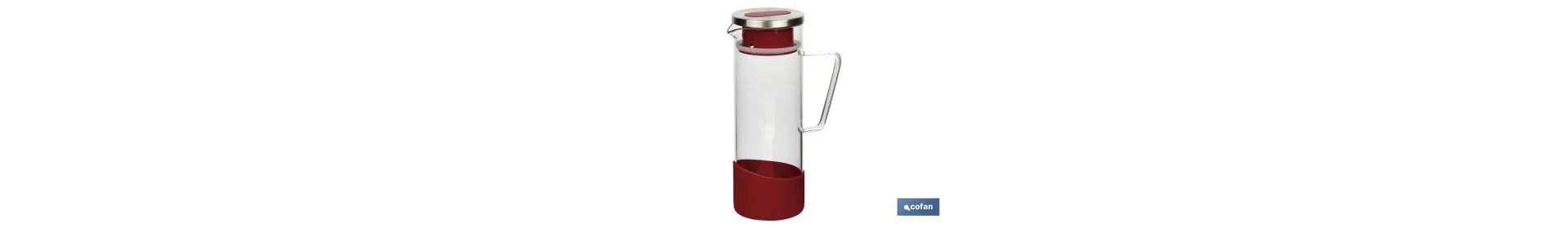 Jarra de cristal borosilicato | Capacidad 1300 ml | Varios Colores | Medidas 27,5 x 16,5 cm ø 10 cm