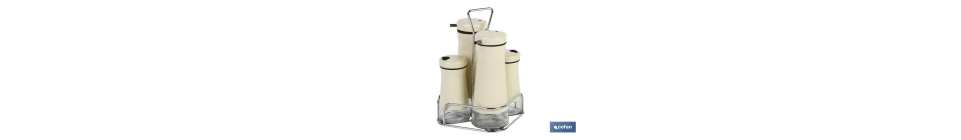 Set de aceiteras de 4 piezas Modelo Aloreña | Capacidad 2 piezas de 230 ml y 2 piezas 120 ml | Color beige