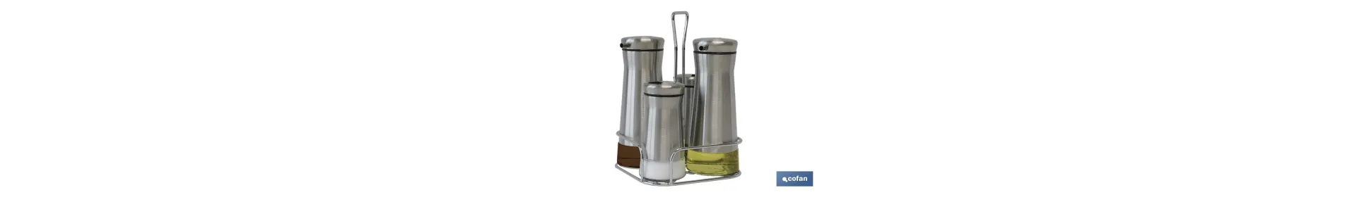 Set de aceiteras de 4 piezas Moddelo Picual | Capacidad 2 pcs de 230 ml y 2 pcs 120 ml | Acero Inoxidable