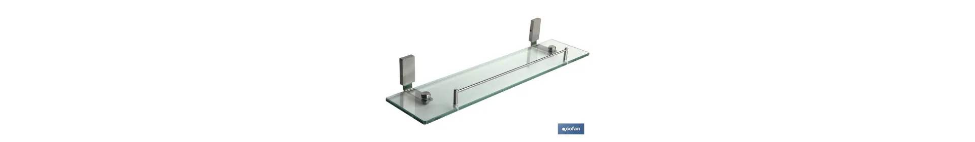 Estante de vidrio y acero inoxidable 304 satinado | Medida: 51,2 x 5,6 x 11,7 cm