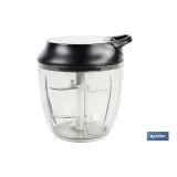 Picadora Manual de alimentos | Incluye Tapa y Accesorio Batidor | Capacidad 900 ml