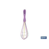 Batidor Varilla manual de polipropileno | Modelo Vergini | Color del Mango Morado y Varilla: Multicolor | Longitud 25 cm