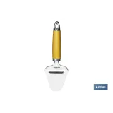 Paleta Corta Quesos Modelo Sena | Fabricado en Acero Inox con Mango ABS | Color Amarillo | Medida 22 cm