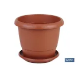 Maceta redonda con plato | Especial para platas y flores | Perfecta para colocar en exterior e interior