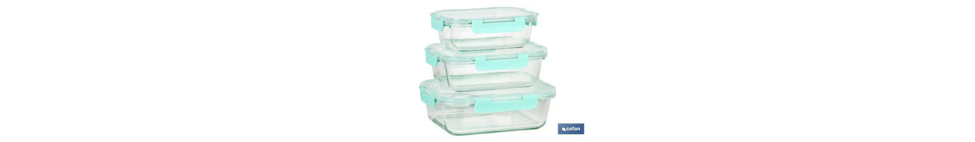 Set de 3 Fiambreras Rectangulares de Borosilicato | Modelo Agatha | Capacidad 640-1040-1520 ml