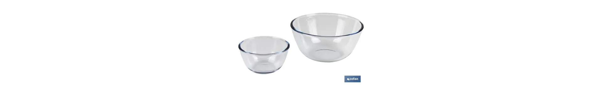 Set de 2 Ensaladeras redondas de borosilicato Modelo Baritina I Capacidad: 800 ml - 2700 ml | Dos boles con diferentes medidas