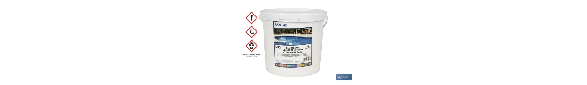 Cloro granulado para piscinas | Disolución lenta | Envases de 5 kilos