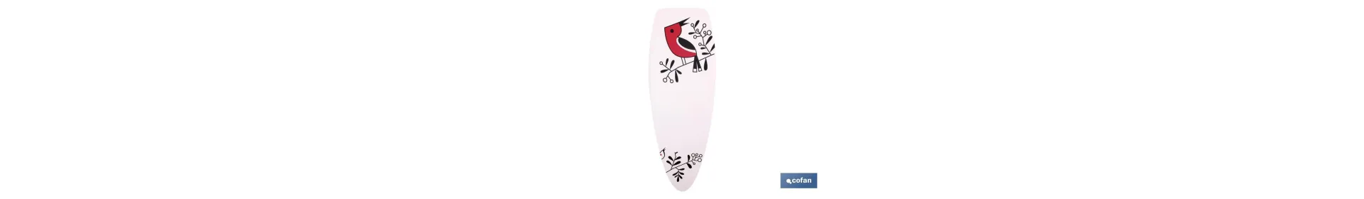 Funda tabla de planchar acolchada con pájaro | Medida: 135 x 53 cm